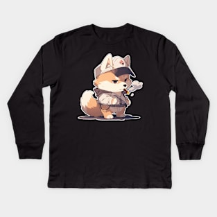 Akita Inu Cigar Kids Long Sleeve T-Shirt